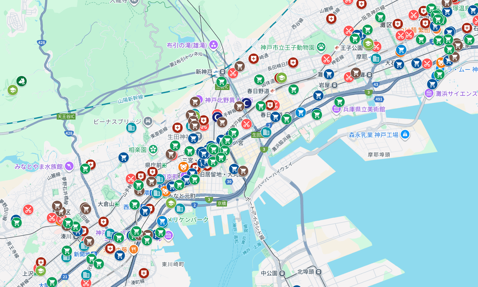 神戸ペットスポットMAP例